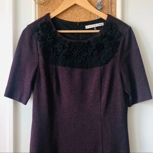 [TRINA Turk] Ribbon Embroidered Floral Neckline Sheath Dress